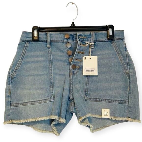 a.n.a Hi Rise Raw Hem Button Fly Shorts Size 2 - Picture 1 of 4